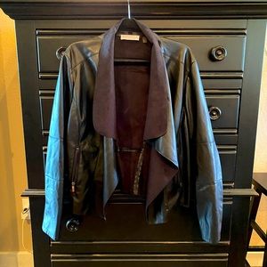 Bagatelle Black Faux Leather open front jacket